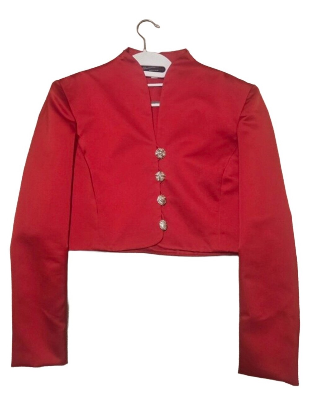 Vintage Mademoiselle Red Cropped Satin Blazer